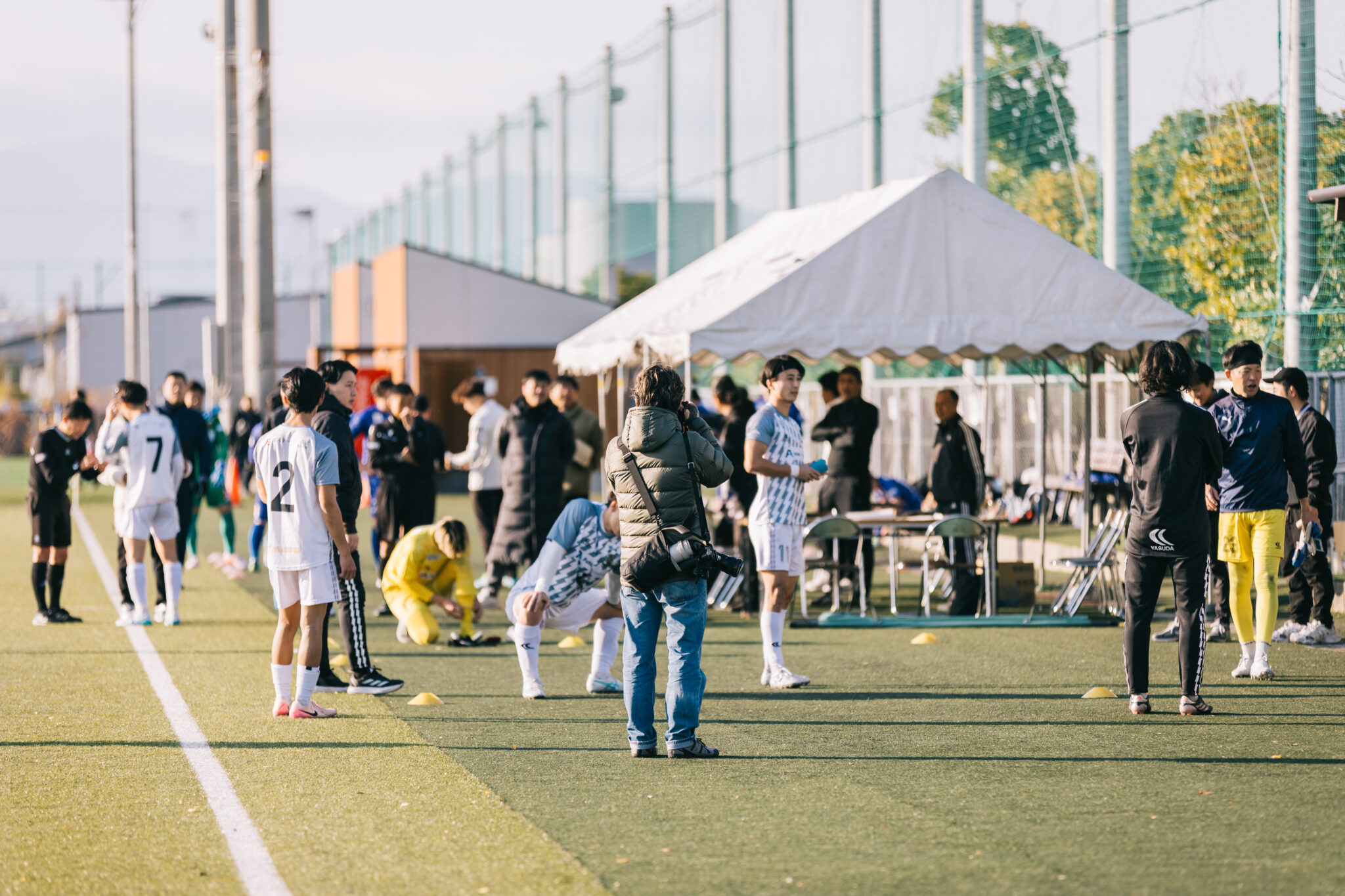 試合を撮影する様子